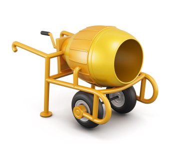 Beyaz arka plan üzerinde izole el ile harç mikseri. 3D render