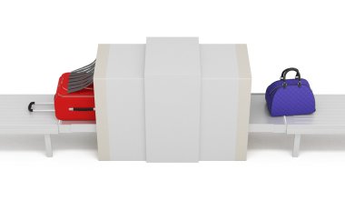 Beyaz arka plan üzerinde izole Bagaj tarayıcı Illustration. 3D