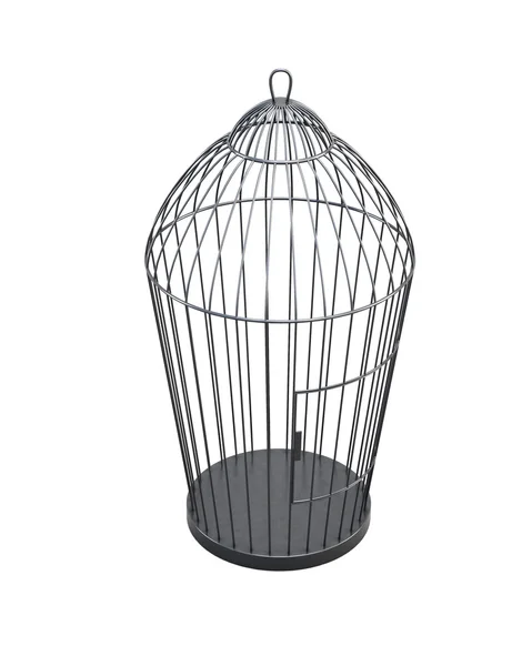 Metal bird cage isolated on white background. 3d rendering — Stock Photo, Image