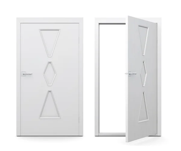 Zestaw drzwi na białym tle. ilustracja 3D — Zdjęcie stockowe