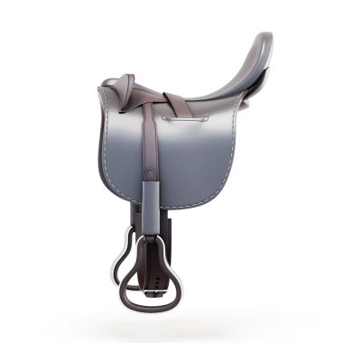 Side view of the saddle isolated on a white background. 3d rende clipart