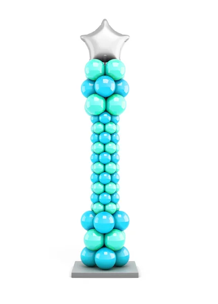 Coluna de balões coloridos isolados sobre fundo branco. Rend 3d — Fotografia de Stock