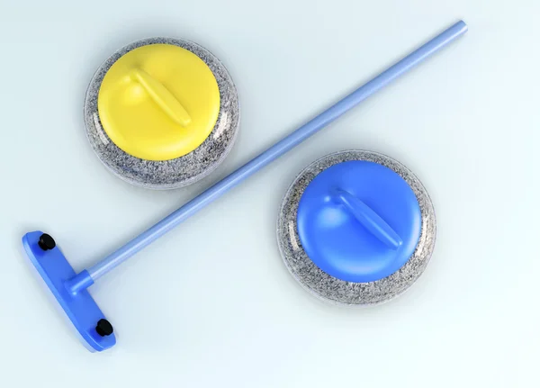 Görünümü kıvırma taşların üst ve buz fırça. 3D render