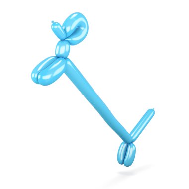 Beyaz arka planda izole arka ayakları üzerinde Mavi balon köpek. 