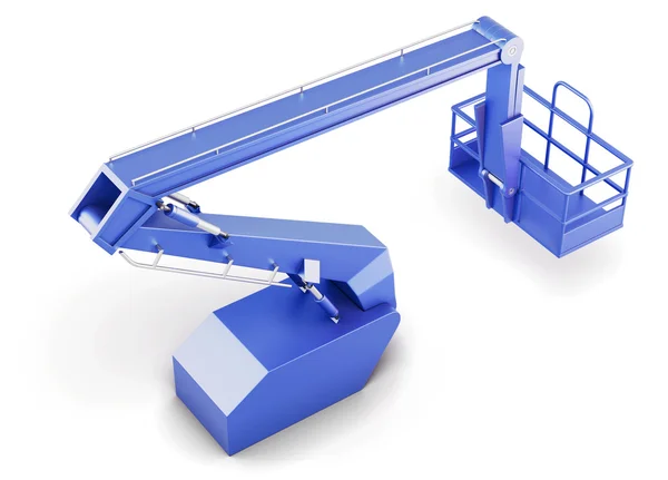 Blue cherry picker platform geïsoleerd op een witte achtergrond. 3D-ren — Stockfoto