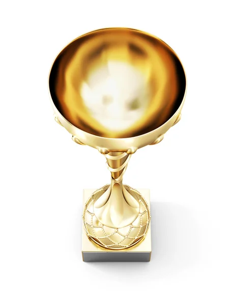 Χρυσό Κύπελλο που απομονώνονται σε λευκό φόντο. Κάτοψη. 3D καθιστούν ima — Φωτογραφία Αρχείου