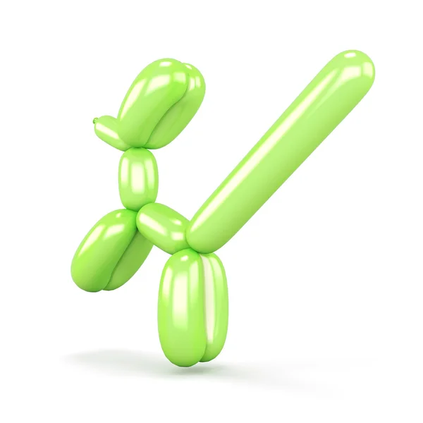 Green balloon dog isolated on white background. 3d rendering — Stock Photo, Image