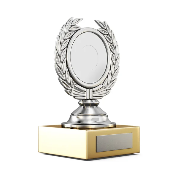 Prêmio de prata com uma grinalda Laurel isolada em fundo branco . — Fotografia de Stock