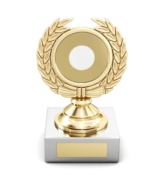 Grinalda laurel prêmio de ouro isolado no fundo branco. Renderização 3d — Fotografia de Stock