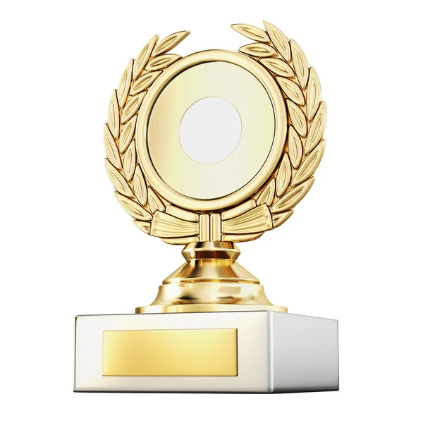 Corona de laurel premio de oro aislada sobre fondo blanco. 3d renderizar —  Fotos de Stock
