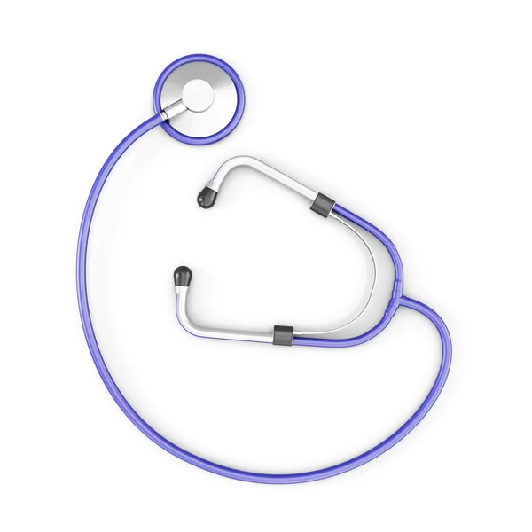 Stethoscope isolated on white background. Top view. 3d rendering — Stock Photo, Image