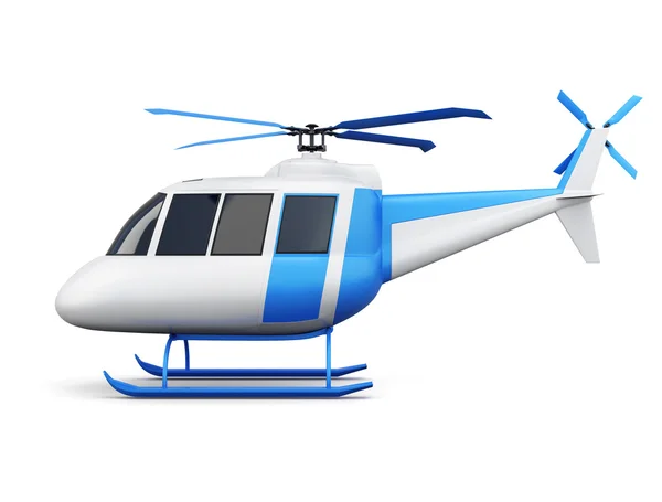 Helicóptero de brinquedo isolado no fundo branco. Vista lateral. Rende 3d — Fotografia de Stock