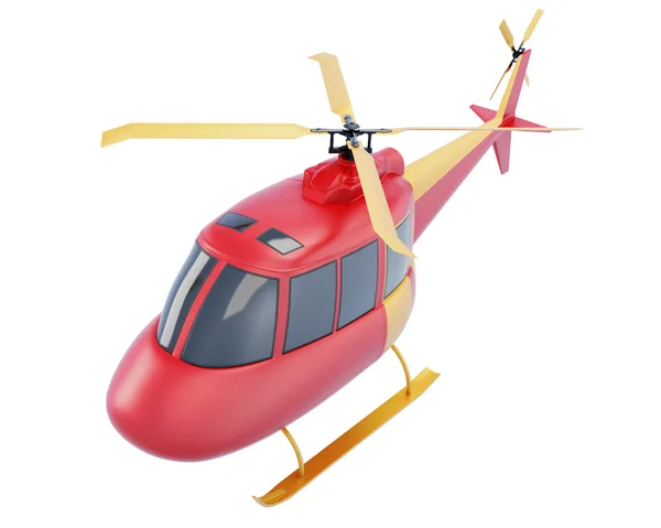 Helicóptero vermelho de brinquedo isolado no fundo branco. 3d renderizar illus — Fotografia de Stock