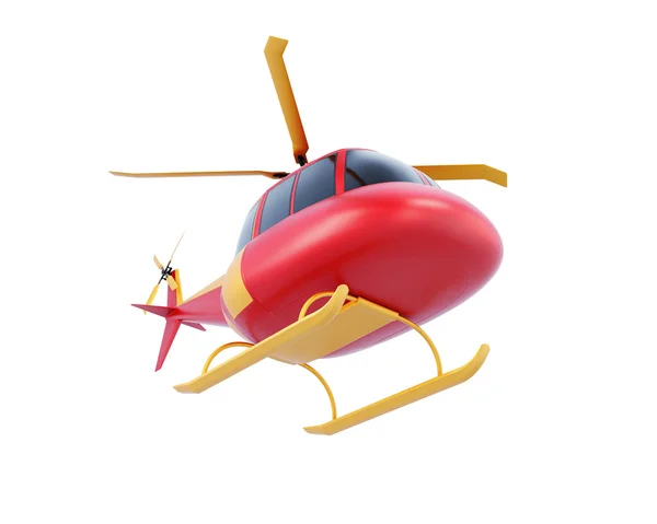 Helicóptero vermelho de brinquedo isolado no fundo branco. Vista inferior. 3d — Fotografia de Stock