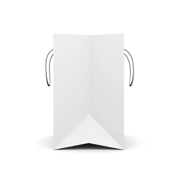 Белый бумажный пакет с ручками вид сбоку. 3D изображение на белом — стоковое фото