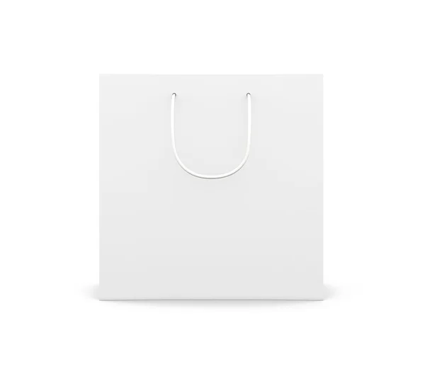 Front view paper bag with handles isolated on white background. — Stock Photo, Image