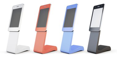 Beyaz arka plan üzerinde izole dış reklam stand kümesi. 3