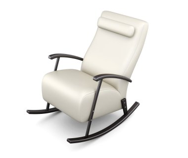 Beyaz sallanan sandalye beyaz arka plan üzerinde izole. 3D render