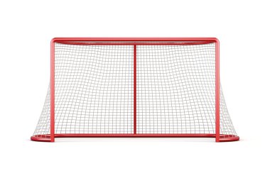 Beyaz arka plan üzerinde izole net ile futbol gol. 3D renderin