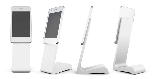 Set of white advertising stand in the shape of telephone isolate — Stock Photo, Image