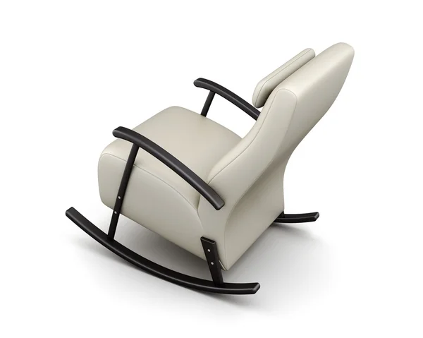 Шкіряне крісло-качалка ізольовано на білому тлі. 3D візуалізація — стокове фото