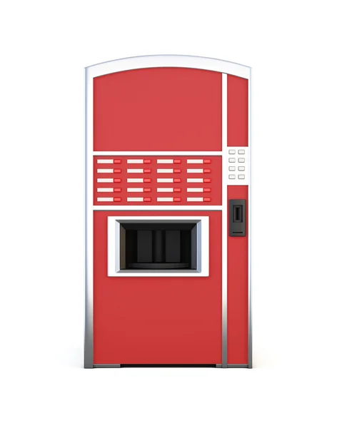 Röd varuautomat med drycker och snacks på en vit bakgrund. — Stockfoto