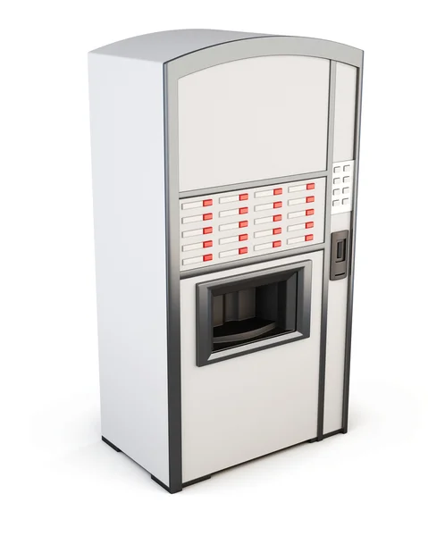 Máquina expendedora blanca para bebidas y aperitivos sobre fondo blanco — Foto de Stock