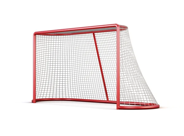 Beyaz arka plan üzerinde izole net ile futbol gol. 3D render ben