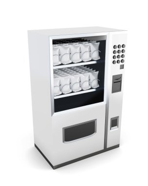 White machine for sale of snacks isolated on white background. 3