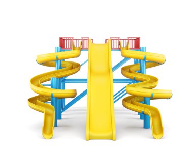 Plastic slides for water park on a white background. Front view. clipart