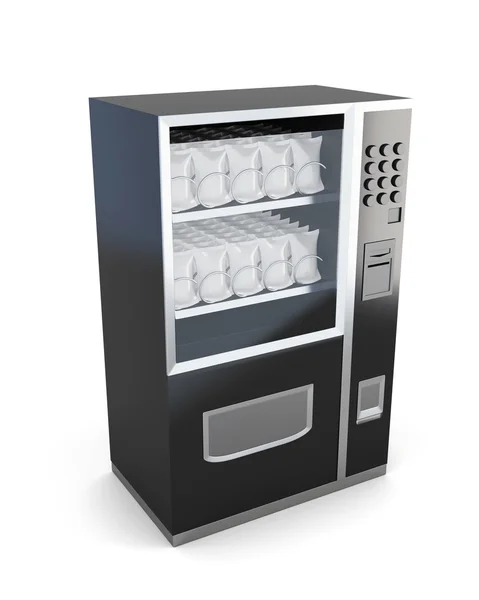 Zwarte machine voor verkoop van snacks geïsoleerd op witte achtergrond. 3 — Stockfoto