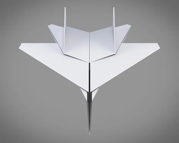 Model paper plane on grey background. 3d rendering — Stock Photo, Image