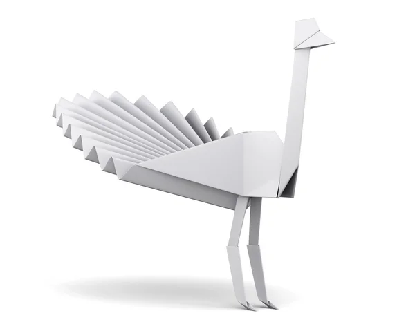 White paper peacock isolated on white background.  3d render ima — Zdjęcie stockowe