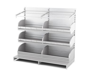 Wooden rack for bakery products isolated on white background. 3d