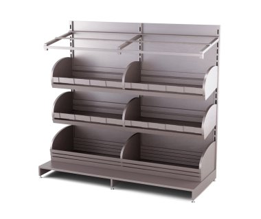 Wooden rack for bakery products isolated on white background.  3