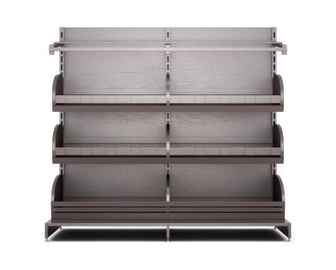 Beyaz arka plan üzerinde fırın ürünleri ön görünüm için kahverengi raf. 3