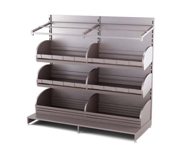 Wooden rack for bakery products isolated on white background.  3