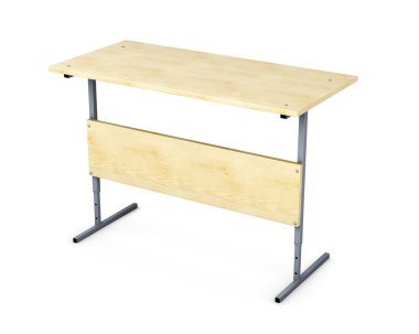 Okul sırası beyaz arka planda izole edilmiş. 3d render