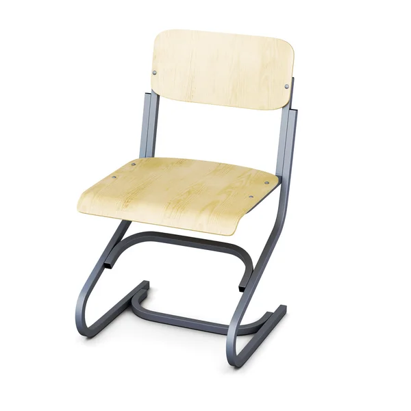 Σχολική καρέκλα απομονωμένη σε λευκό φόντο. εικόνα απόδοσης 3D — Φωτογραφία Αρχείου