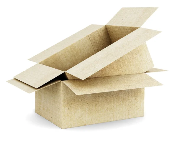Caja de cartón en cartón aislado sobre fondo blanco. 3d ren —  Fotos de Stock