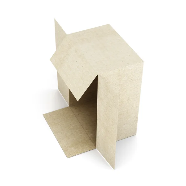 Caja de cartón aislada sobre fondo blanco. 3d imagen de renderizado —  Fotos de Stock
