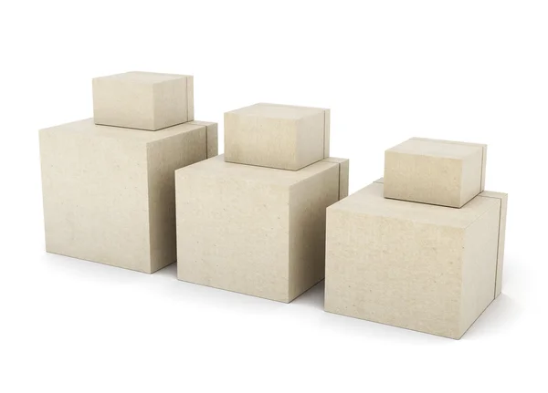 Группа картонных коробок изолированы на белом фоне. 3D рендеринг — стоковое фото