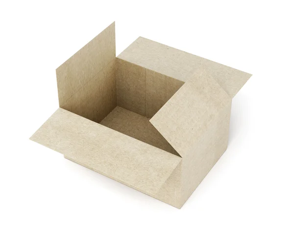 Χάρτινο κουτί απομονωμένο σε λευκό φόντο. απόδοση 3D — Φωτογραφία Αρχείου