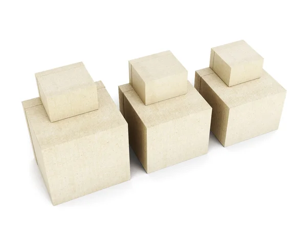 Стопка картонных коробок изолированы на белом фоне. 3D рендеринг — стоковое фото