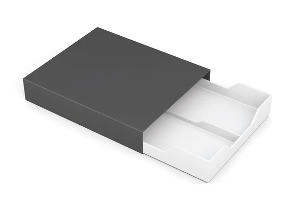 Zwart-wit vak van gelamineerd karton op een witte achtergrond — Stockfoto