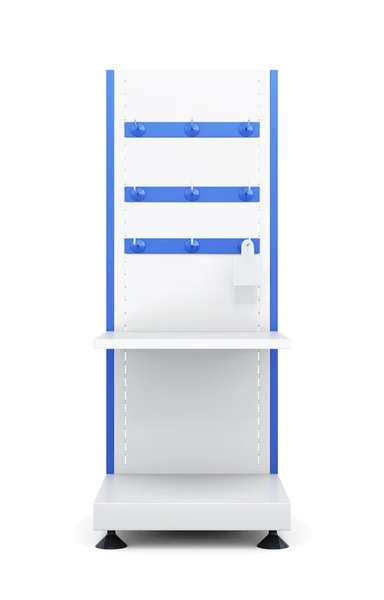 Soporte con estantes y ganchos para almacenar aislado en un fondo blanco — Foto de Stock