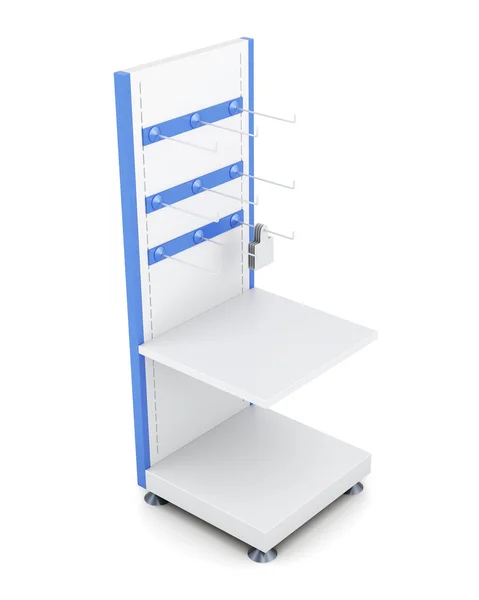 Bastidor con estantes y ganchos para almacenar aislado en un backgro blanco — Foto de Stock