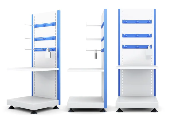 Different view of racks for merchandise isolated on a white back — Stock Photo, Image