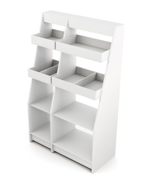 Beyaz arka plan üzerinde izole raf. 3D render