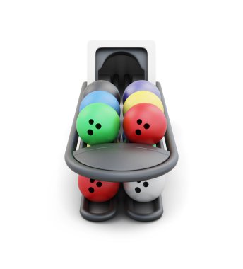Bowling topu geri beyaz bir arka plan üzerinde izole sistem. 3D re